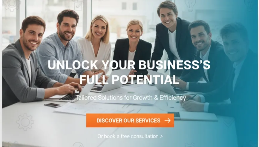 convert website visitors into clients — hero section example
